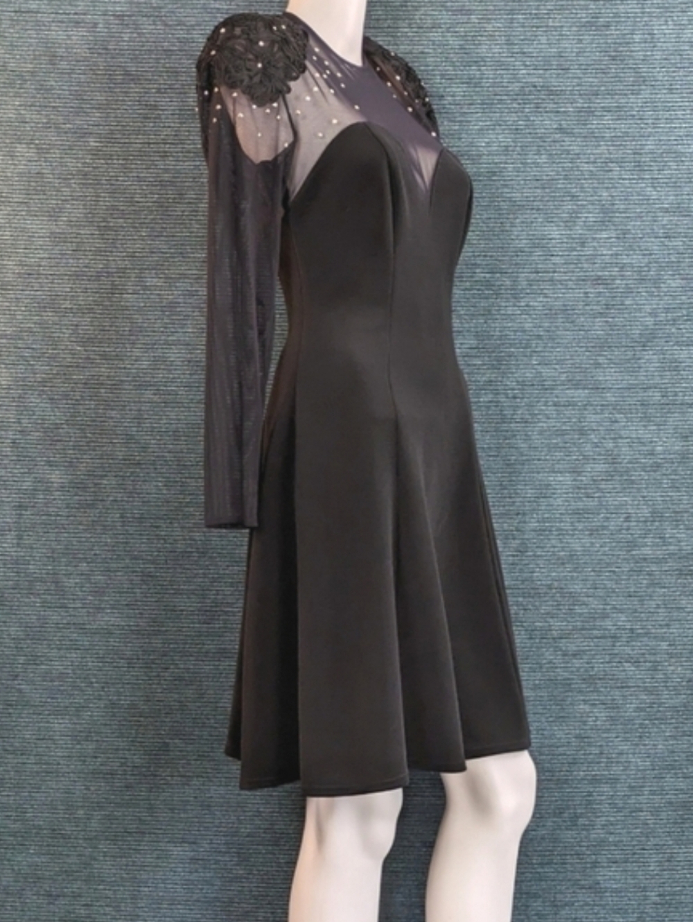 Tadashi Vintage Studded Illusion Dress, Fit & Flare Silhouette - Picture 9 of 13